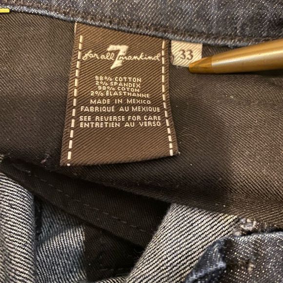 7 For All Mankind Dark Blue Straight Leg Jeans - Picture 6 of 9